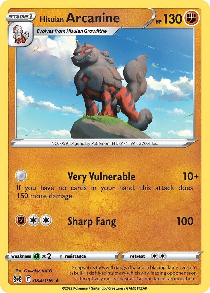 Hisuian Arcanine (084/196) (Theme Deck Exclusive) [Sword & Shield: Lost Origin] | Infinity Cards & Collectibles