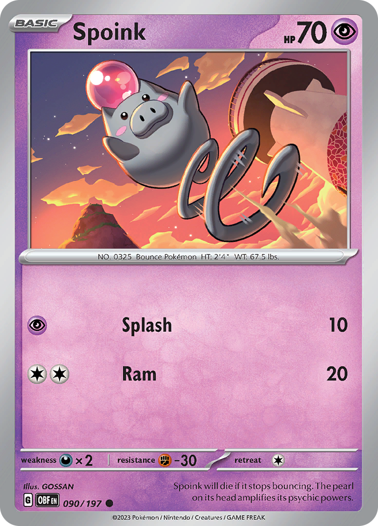 Spoink (090/197) [Scarlet & Violet: Obsidian Flames] | Infinity Cards & Collectibles