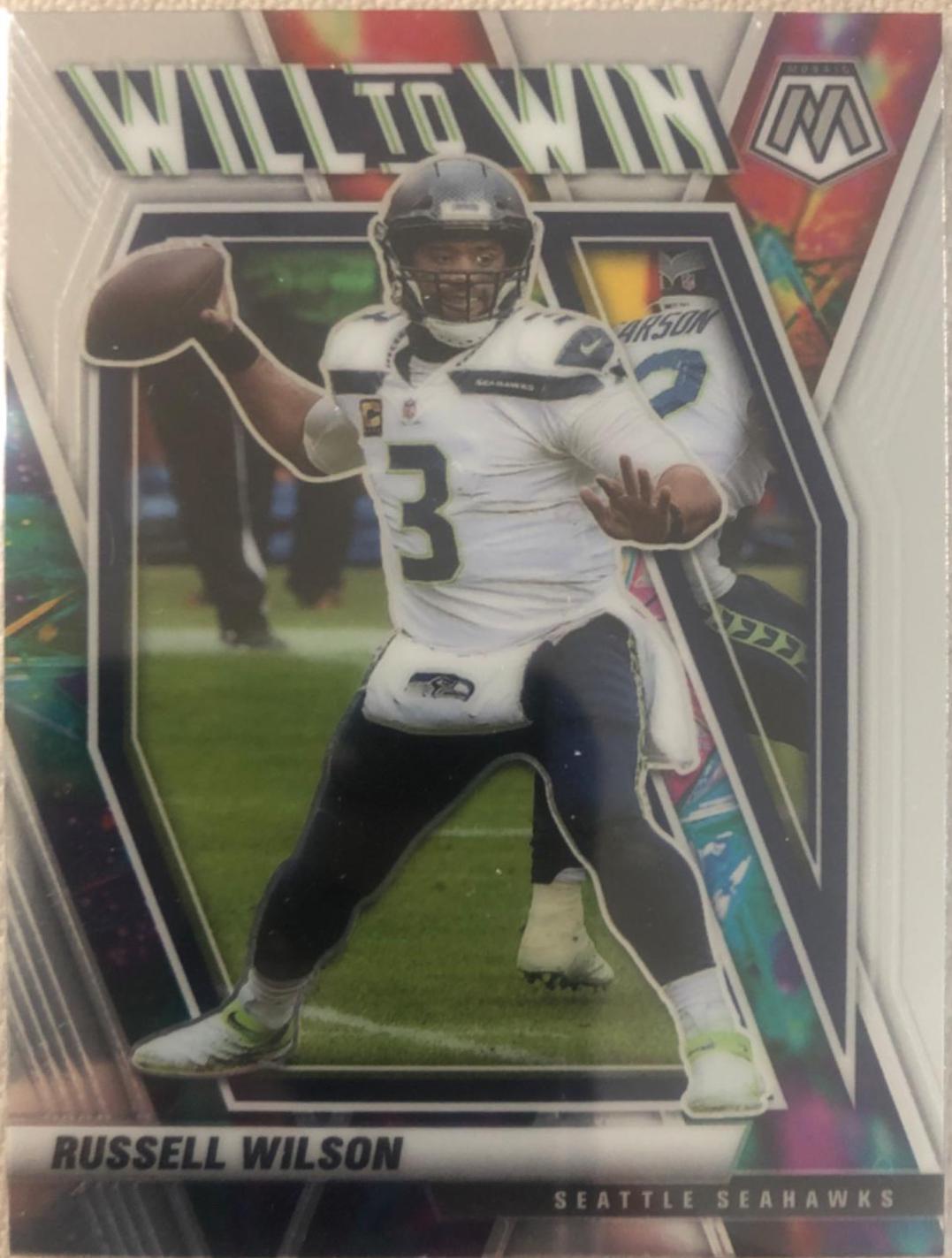 Russell Wilson #WW-5 2021 Panini Mosaic Will to Win