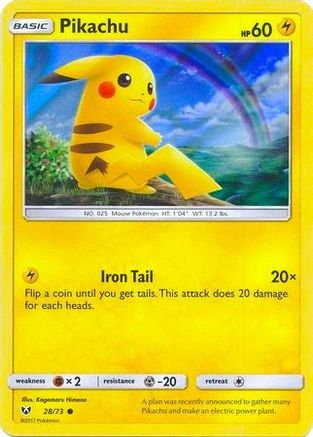 Pikachu (28/73) (Water Web Holo) [Shining Legends]