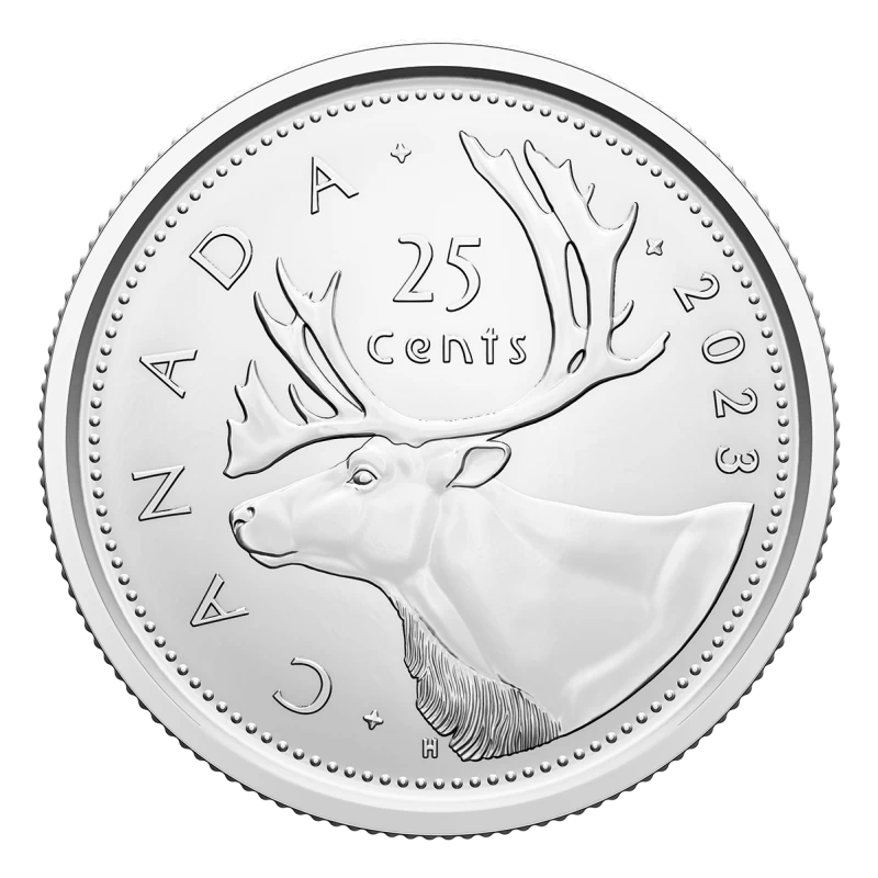 2023 Canadian 25-Cent Caribou/King Charles III Quarter Coin