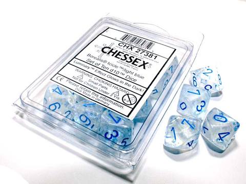 Chessex - 10D10 - Borealis - Icicle/Light Blue Luminary