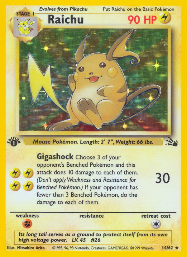 Raichu (14/62) [Fossil 1st Edition] | Infinity Cards & Collectibles