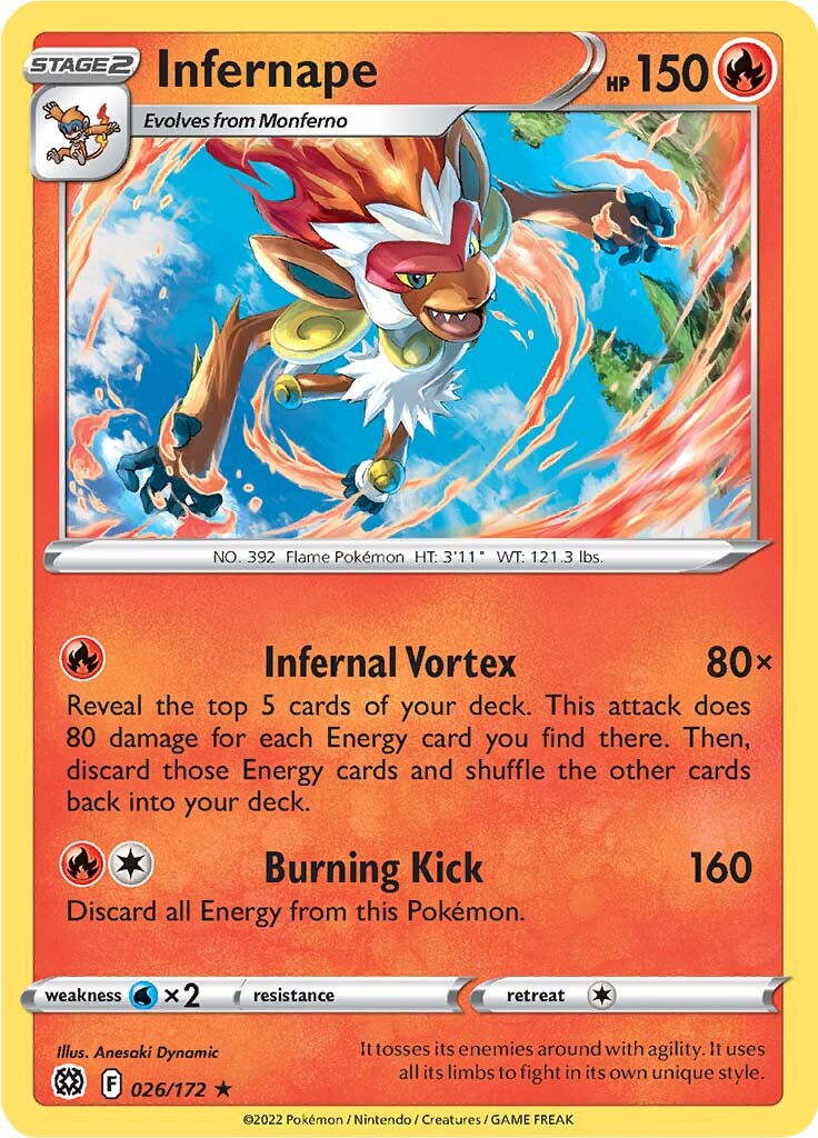 Infernape (026/172) (Theme Deck Exclusive) [Sword & Shield: Brilliant Stars] | Infinity Cards & Collectibles