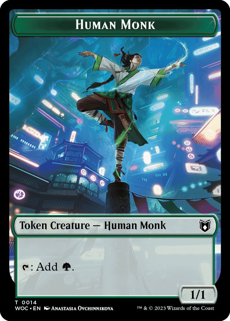 Human Monk // Saproling Double-Sided Token [Wilds of Eldraine Commander Tokens] | Infinity Cards & Collectibles