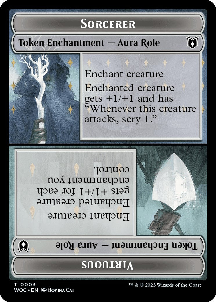 Sorcerer Role / Virtuous Role // Monster Role / Virtuous Role Double-Sided Token [Wilds of Eldraine Commander Tokens] | Infinity Cards & Collectibles