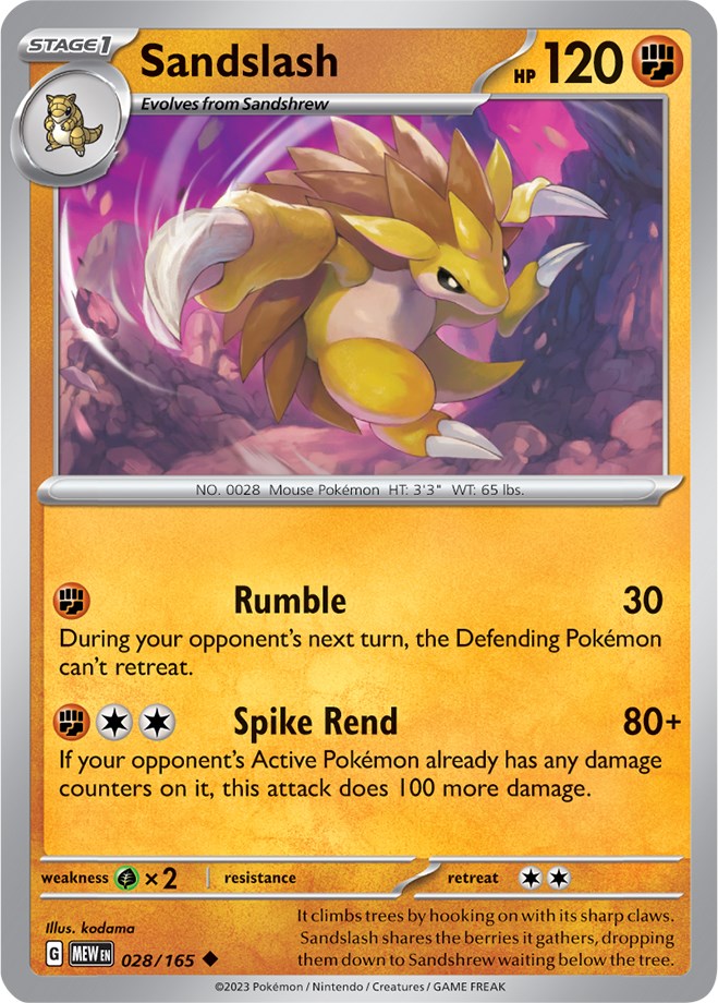 Sandslash (028/165) [Scarlet & Violet 151] | Infinity Cards & Collectibles