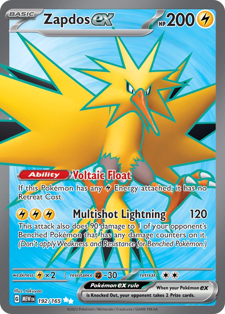 Zapdos ex (192/165) [Scarlet & Violet 151] | Infinity Cards & Collectibles