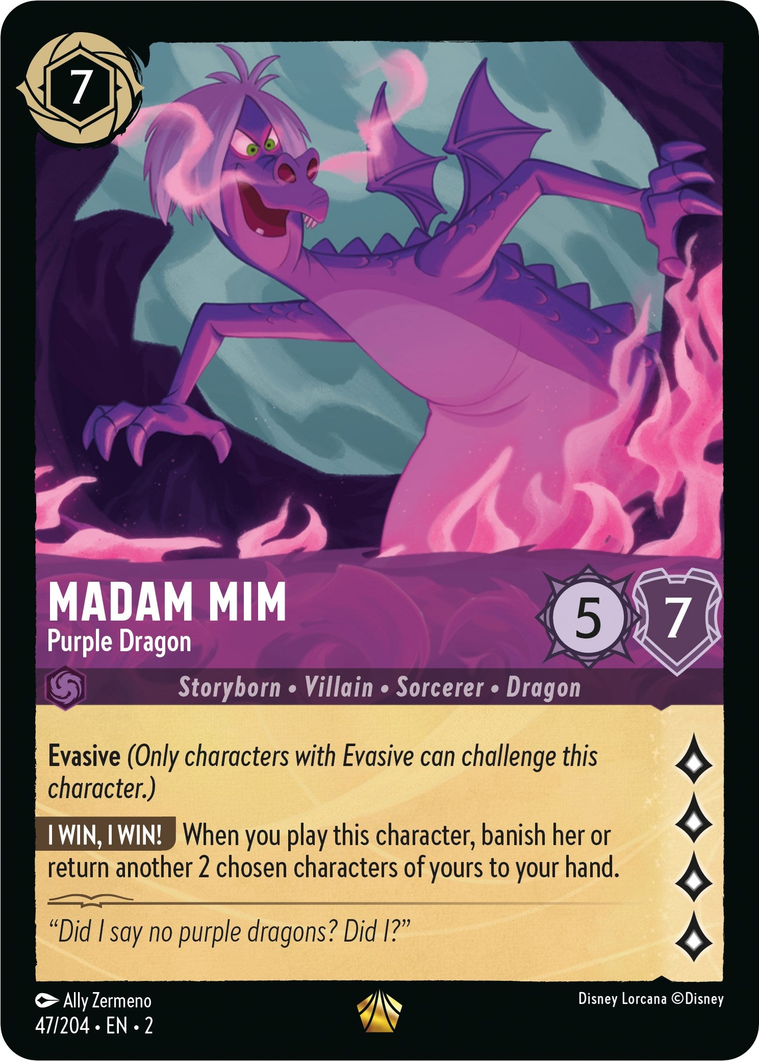 Madam Mim - Purple Dragon (47/204) [Rise of the Floodborn] | Infinity Cards & Collectibles