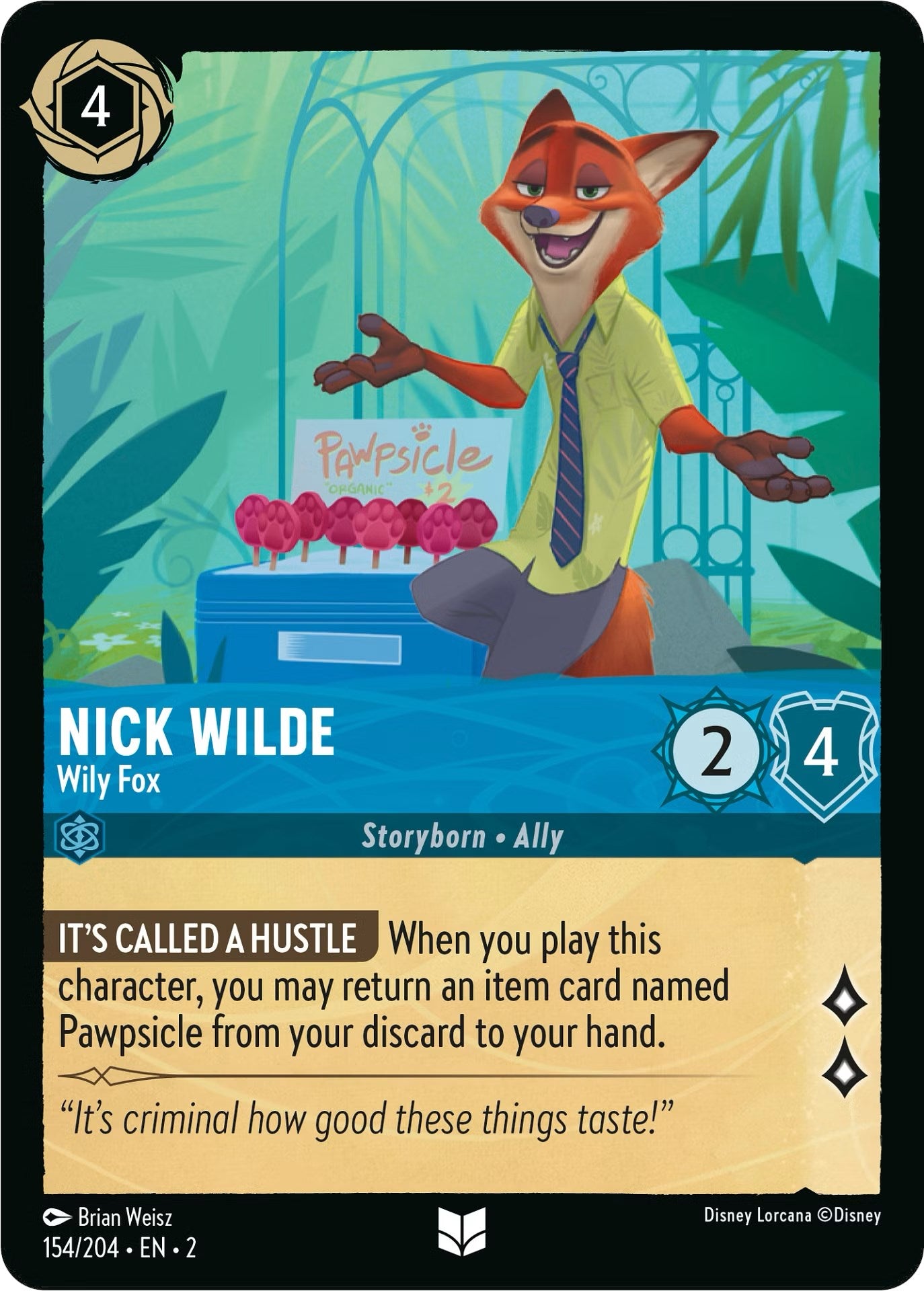 Nick Wilde - Wily Fox (154/204) [Rise of the Floodborn] | Infinity Cards & Collectibles