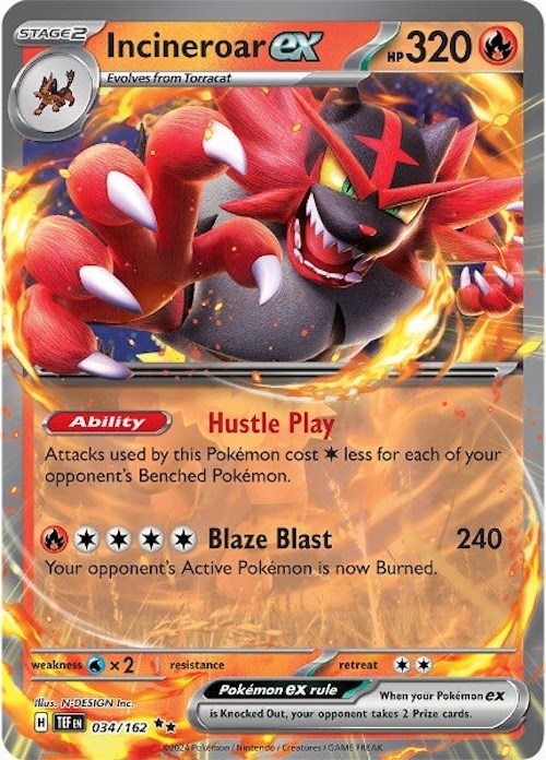 Incineroar ex (034/162) [Scarlet & Violet: Temporal Forces] | Infinity Cards & Collectibles