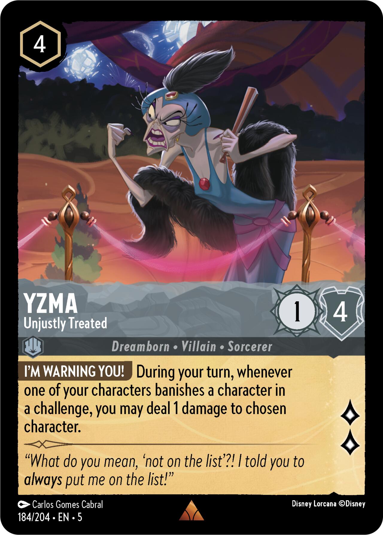 Yzma - Unjustly Treated (184/204) [Shimmering Skies] | Infinity Cards & Collectibles
