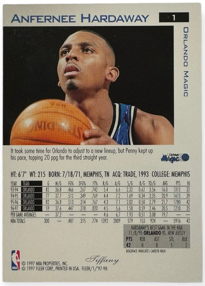 Anfernee Hardaway #1 1997-98 Fleer - Tiffany