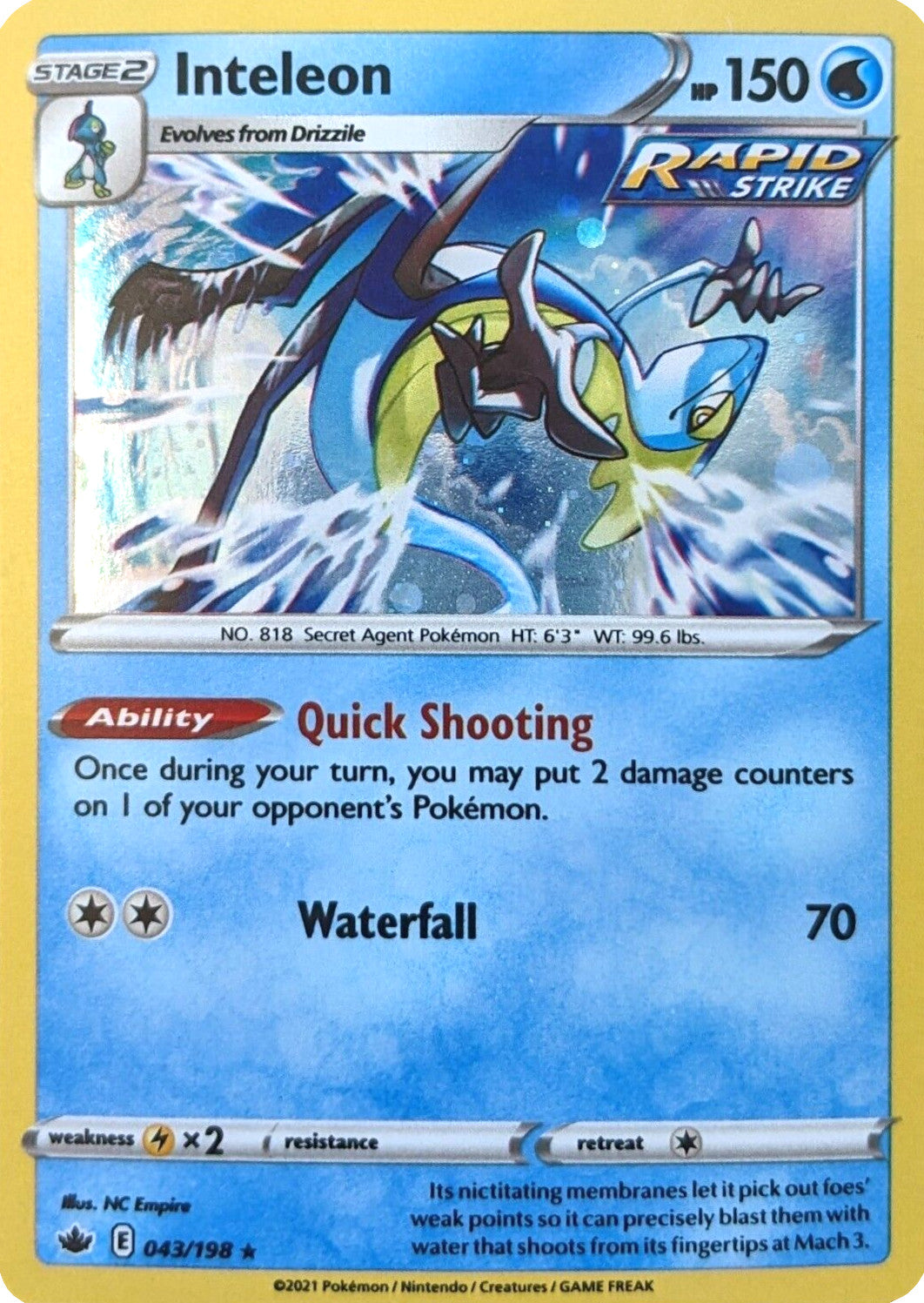 Inteleon (043/198) (Cosmos Holo) [Sword & Shield: Chilling Reign] | Infinity Cards & Collectibles