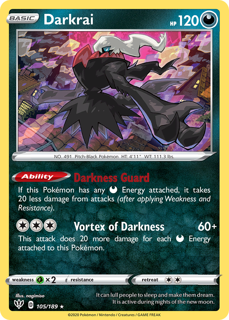 Darkrai (105/189) [Sword & Shield: Darkness Ablaze] | Infinity Cards & Collectibles
