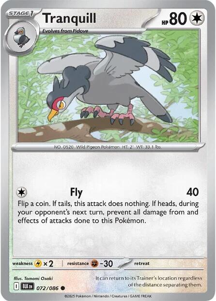 Tranquill (072/086) [Scarlet & Violet: Black Bolt] | Infinity Cards & Collectibles