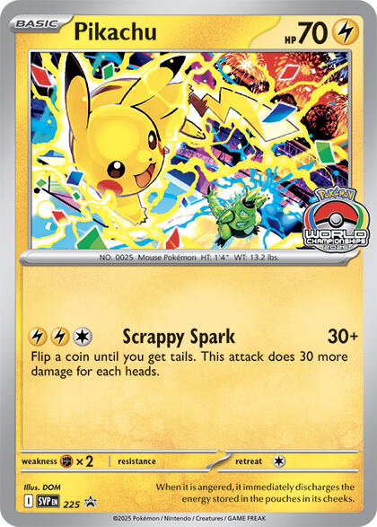Pikachu (225) (World Championship 2025) [Scarlet & Violet: Black Star Promos] | Infinity Cards & Collectibles
