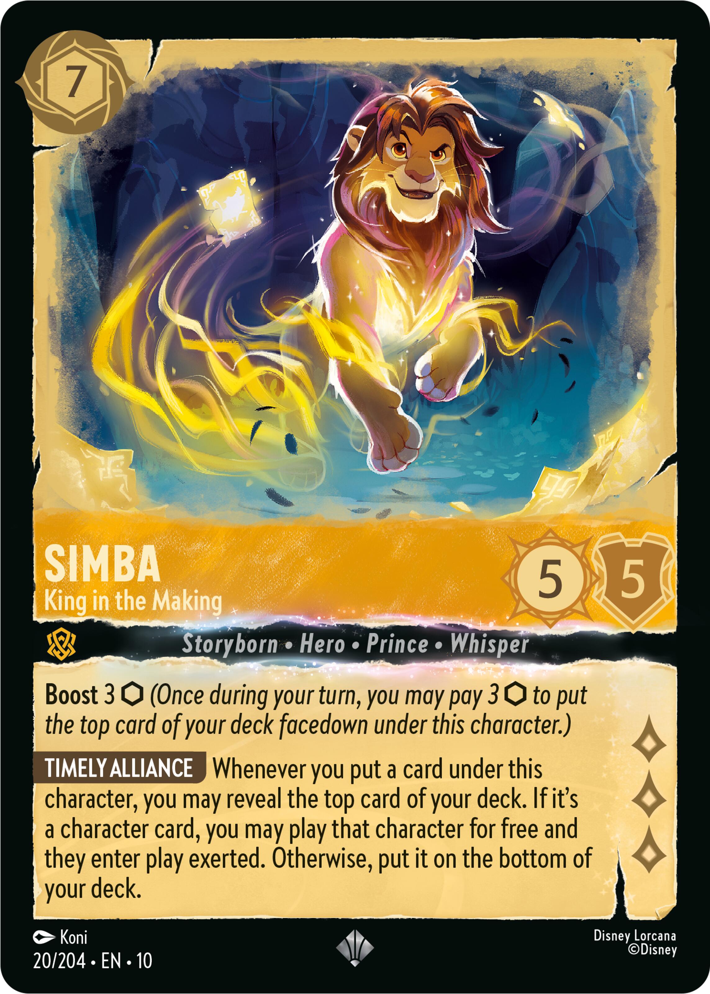 Simba - King in the Making (20/204) [Whispers in the Well] | Infinity Cards & Collectibles