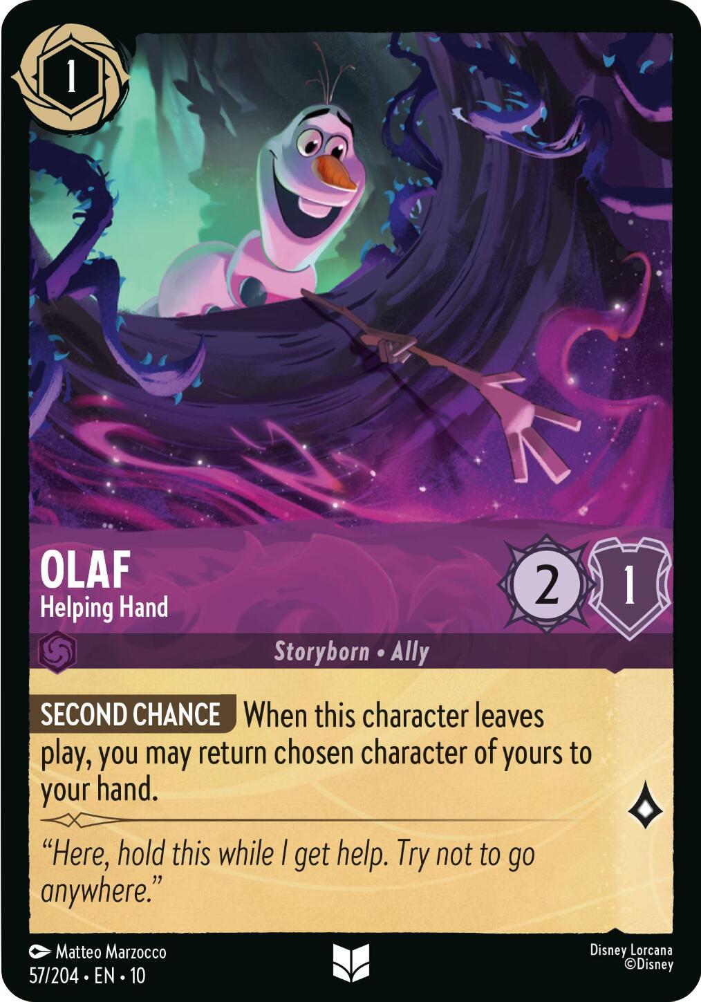 Olaf - Helping Hand (57/204) [Whispers in the Well] | Infinity Cards & Collectibles