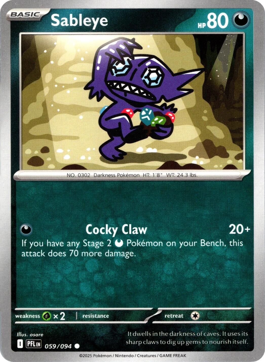 Sableye (059/094) [Mega Evolution: Phantasmal Flames] | Infinity Cards & Collectibles