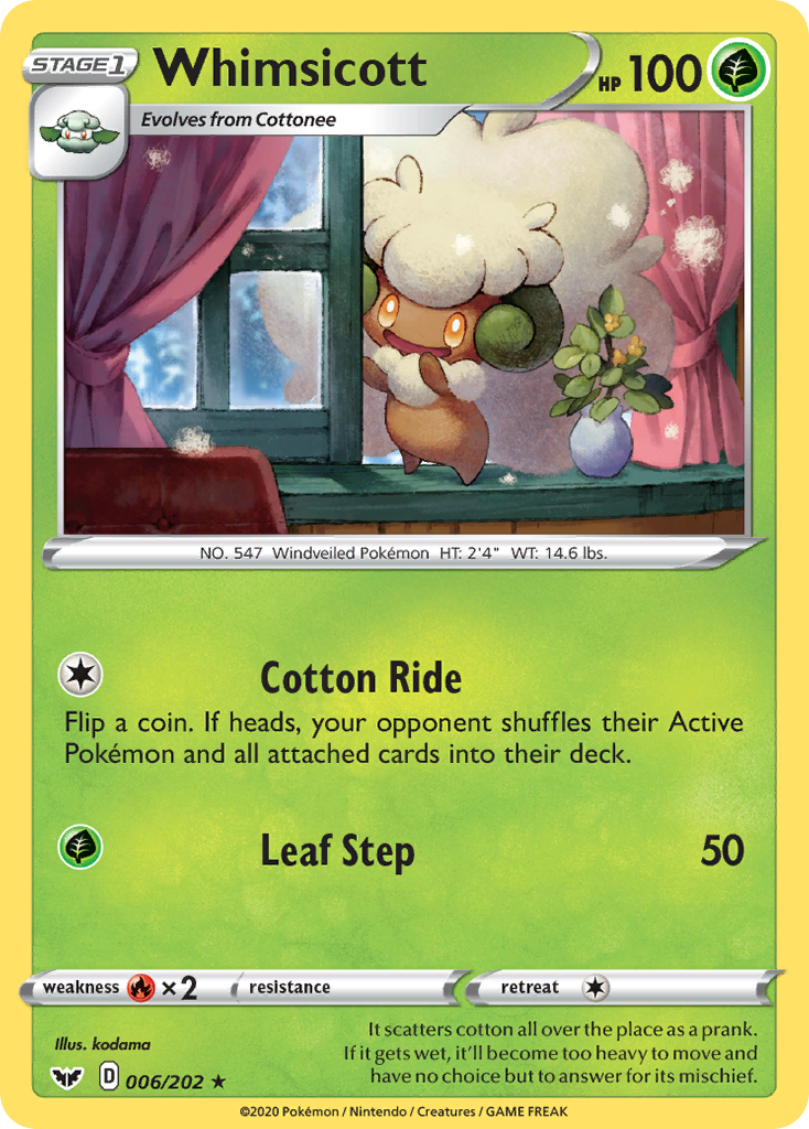 Whimsicott (006/202) [Sword & Shield: Base Set] | Infinity Cards & Collectibles
