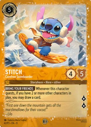 Stitch - Carefree Snowboarder (42) - Disney Lorcana Promo Cards Holofoil