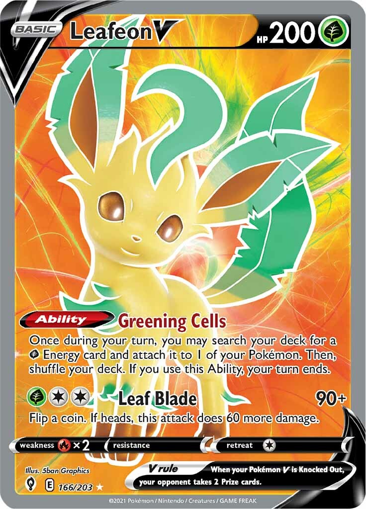 Leafeon V (166/203) [Sword & Shield: Evolving Skies] | Infinity Cards & Collectibles