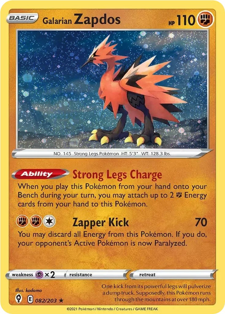 Galarian Zapdos (082/203) (Cosmos Holo) [Sword & Shield: Evolving Skies] | Infinity Cards & Collectibles
