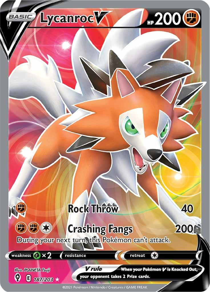 Lycanroc V (187/203) [Sword & Shield: Evolving Skies] | Infinity Cards & Collectibles