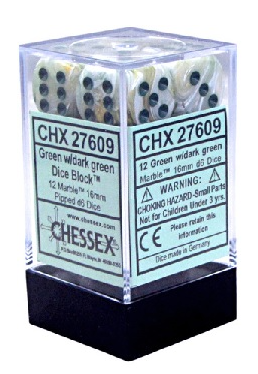 Chessex Dice Set - Green/Dark Green - 16mm