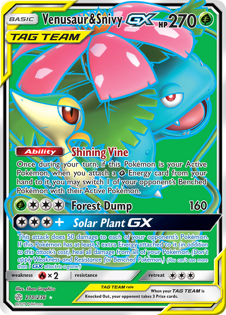 Venusaur & Snivy GX (210/236) [Sun & Moon: Cosmic Eclipse] | Infinity Cards & Collectibles