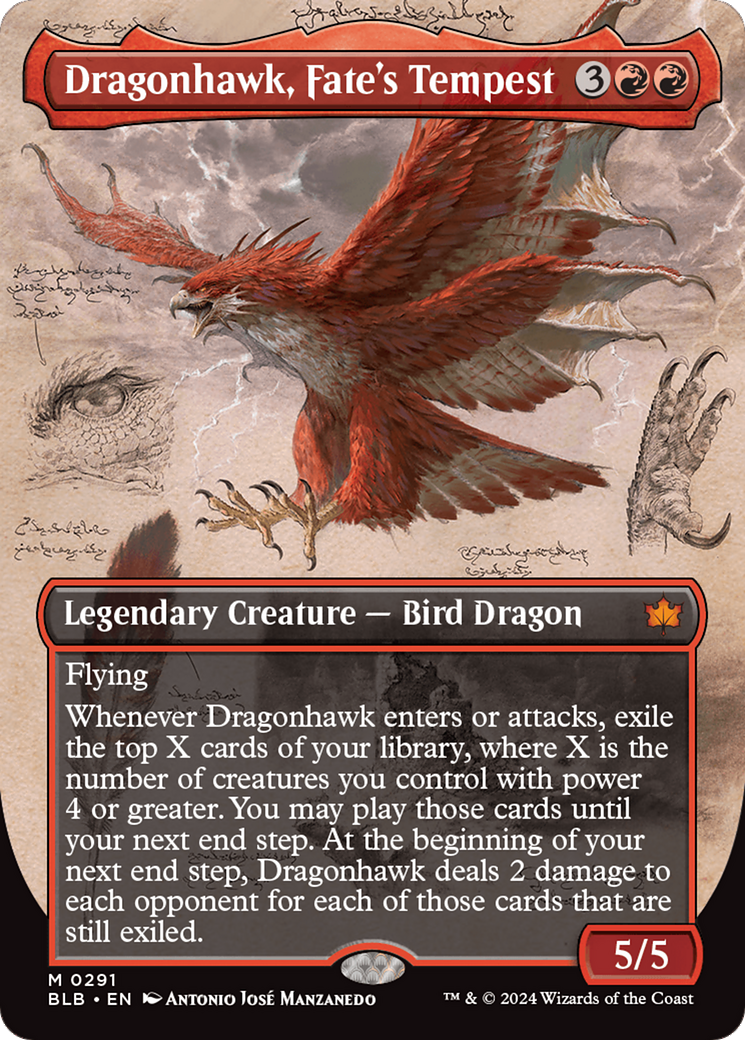 Dragonhawk, Fate's Tempest (Borderless) [Bloomburrow] | Infinity Cards & Collectibles