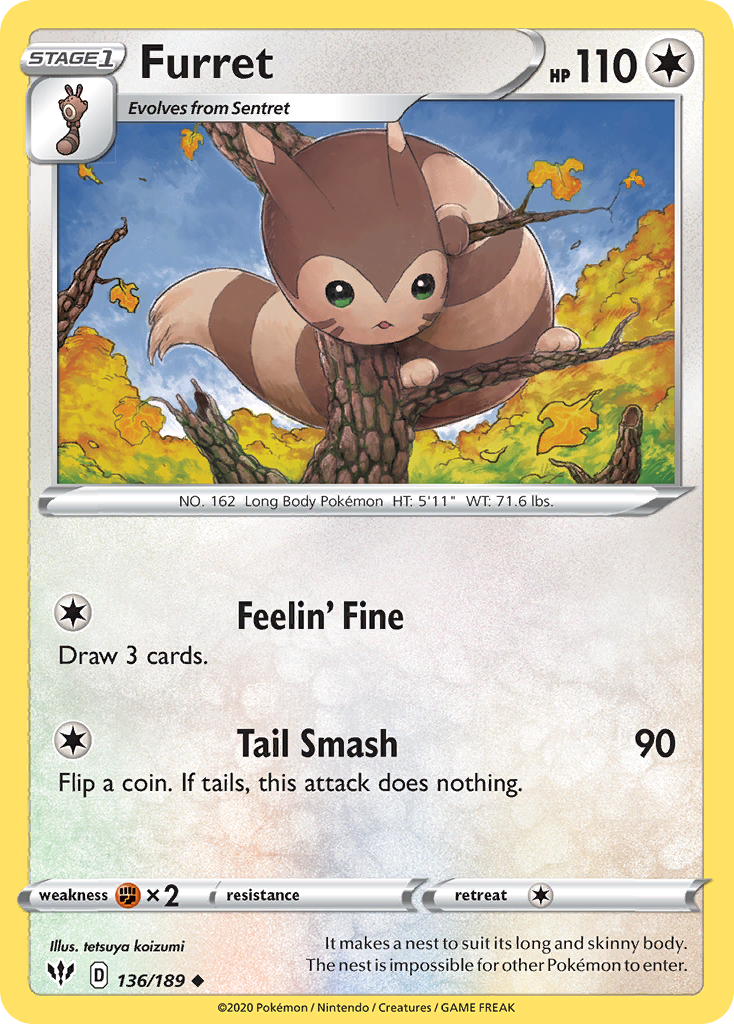Furret (136/189) [Sword & Shield: Darkness Ablaze] | Infinity Cards & Collectibles