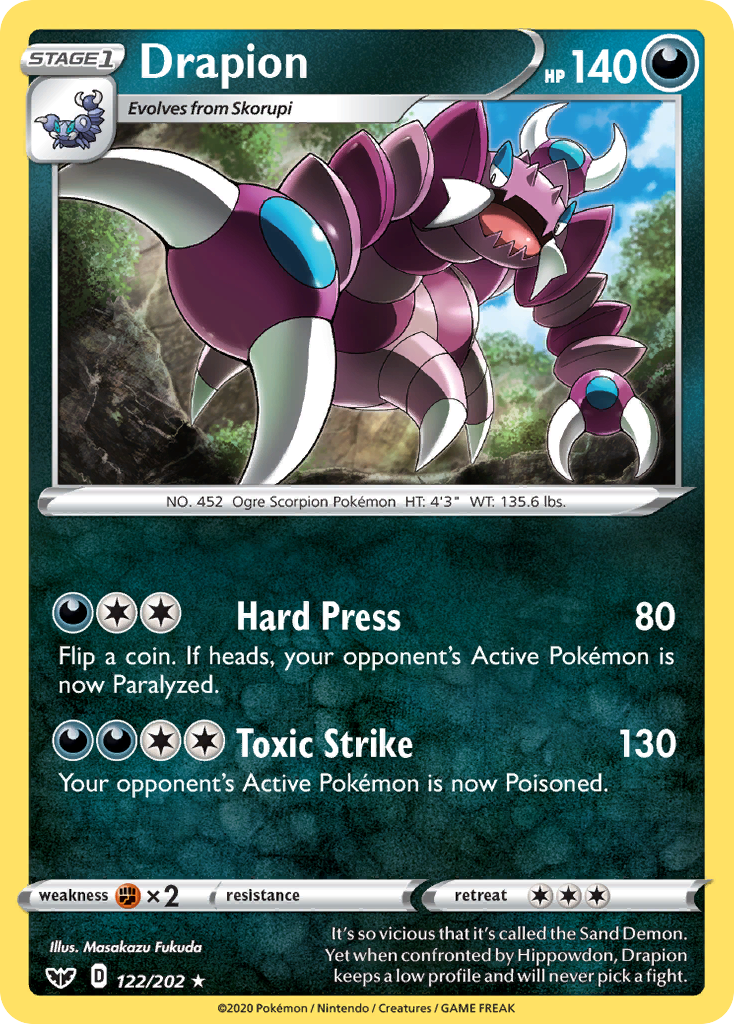 Drapion (122/202) [Sword & Shield: Base Set] | Infinity Cards & Collectibles