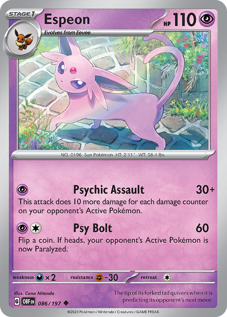 Espeon (086/197) [Scarlet & Violet: Obsidian Flames] | Infinity Cards & Collectibles