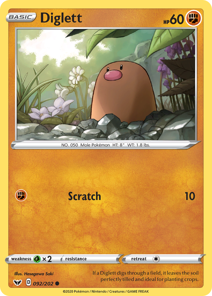 Diglett (092/202) [Sword & Shield: Base Set] | Infinity Cards & Collectibles