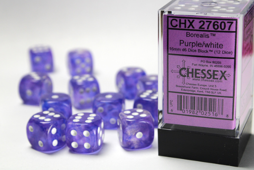 Chessex Dice Set - Purple/White - 16mm