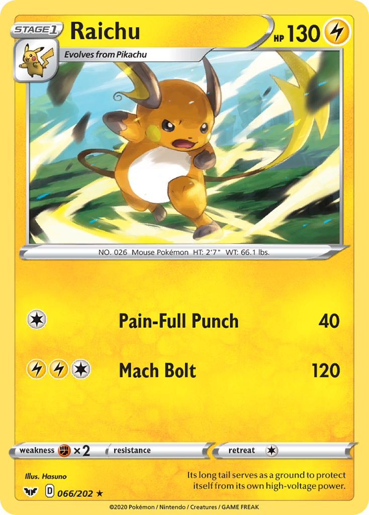 Raichu (066/202) [Sword & Shield: Base Set] | Infinity Cards & Collectibles