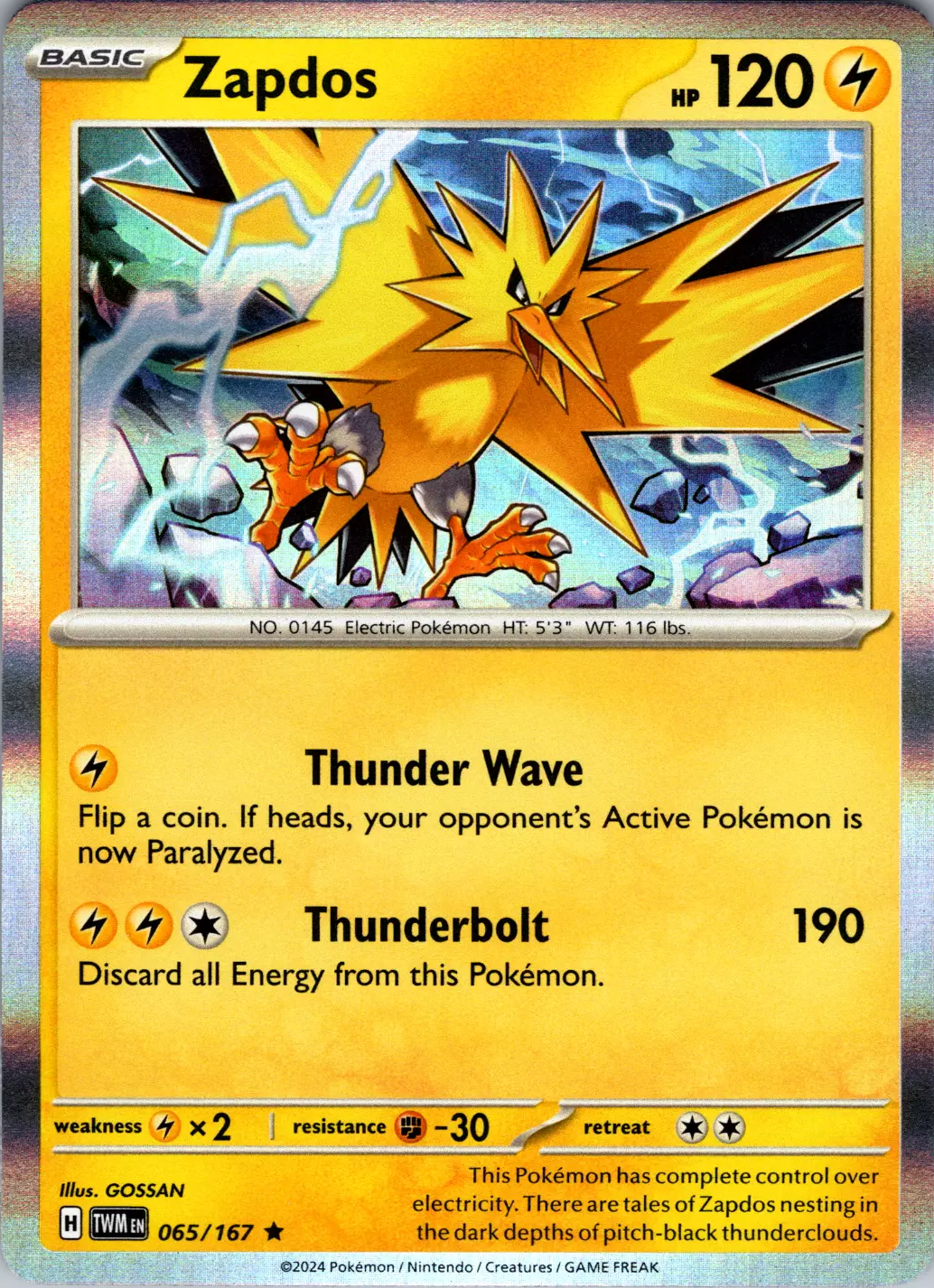 Zapdos (065/167) [Scarlet & Violet: Twilight Masquerade] | Infinity Cards & Collectibles