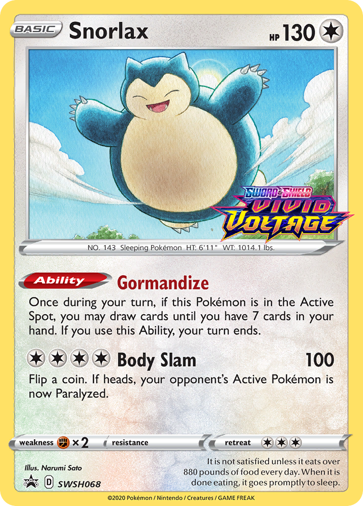 Snorlax (SWSH068) (Prerelease Promo) [Sword & Shield: Black Star Promos] | Infinity Cards & Collectibles