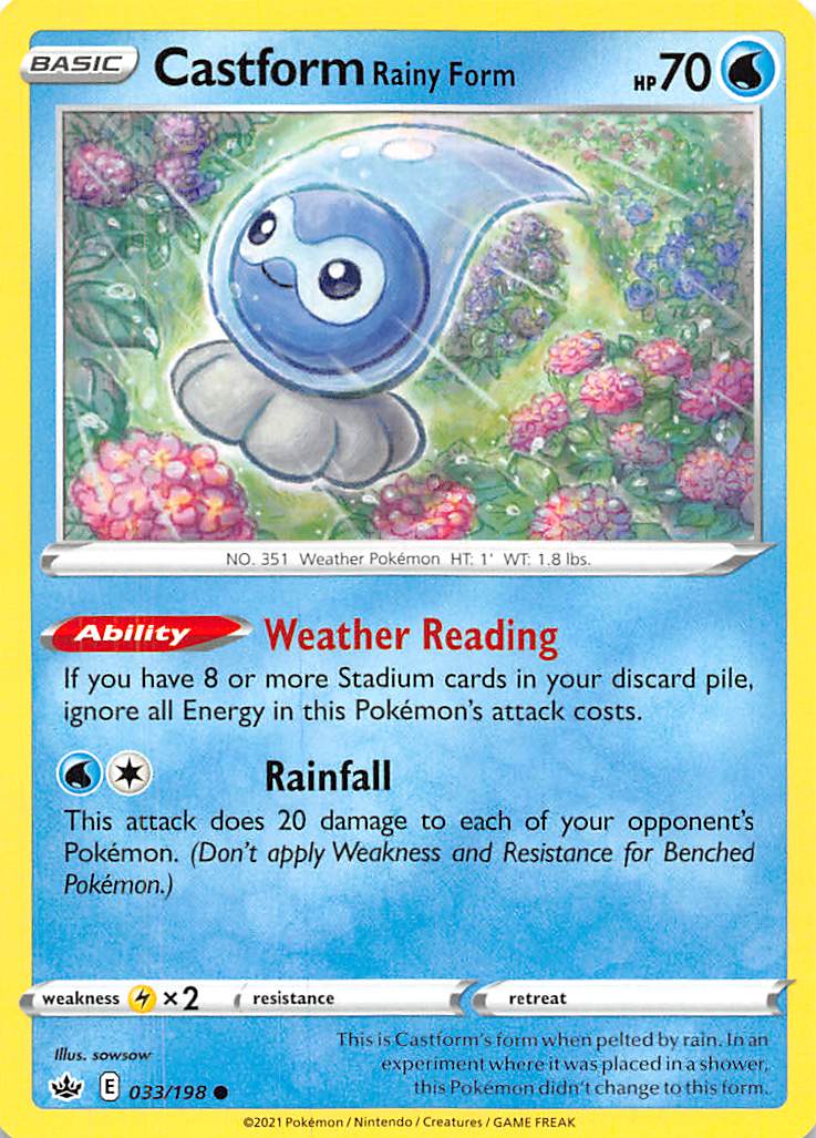 Castform Rainy Form (033/198) [Sword & Shield: Chilling Reign] | Infinity Cards & Collectibles