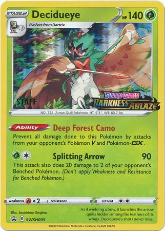 Decidueye (SWSH035) (Staff Prerelease Promo) [Sword & Shield: Black Star Promos] | Infinity Cards & Collectibles