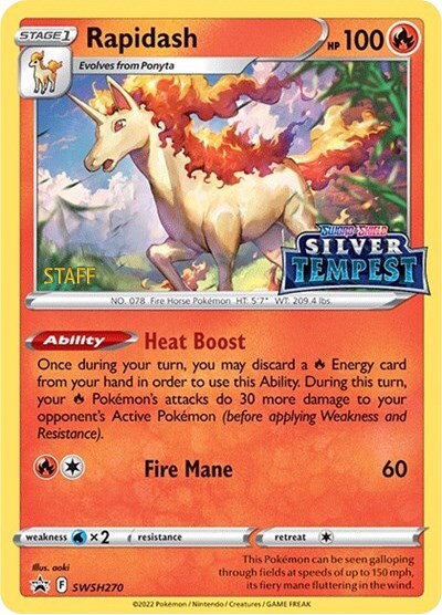 Rapidash (SWSH270) (Prerelease) (Staff) [Sword & Shield: Black Star Promos] | Infinity Cards & Collectibles