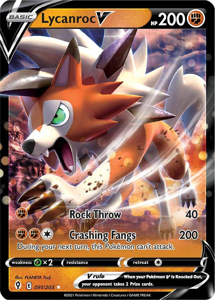 Lycanroc V (091/203) [Sword & Shield: Evolving Skies] | Infinity Cards & Collectibles