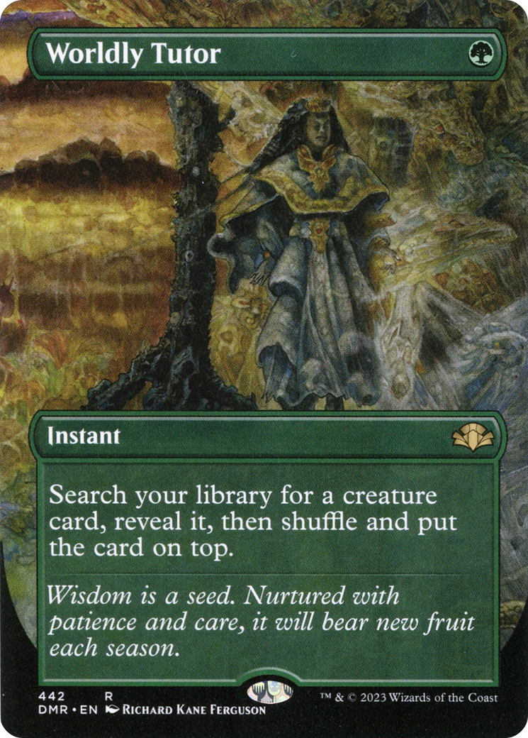 Worldly Tutor (Borderless Alternate Art) [Dominaria Remastered] | Infinity Cards & Collectibles