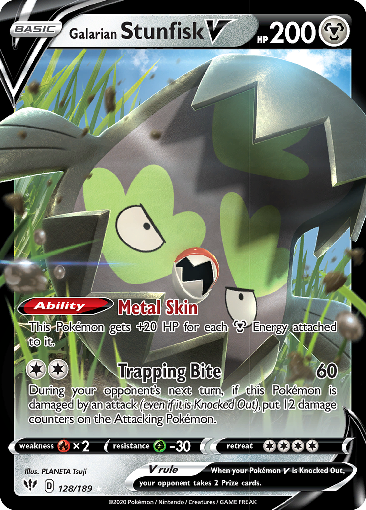 Galarian Stunfisk V (128/189) [Sword & Shield: Darkness Ablaze] | Infinity Cards & Collectibles