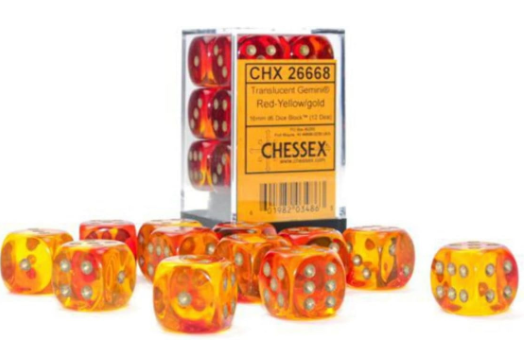 Chessex Dice Set - Red/Yellow/Gold - 16mm