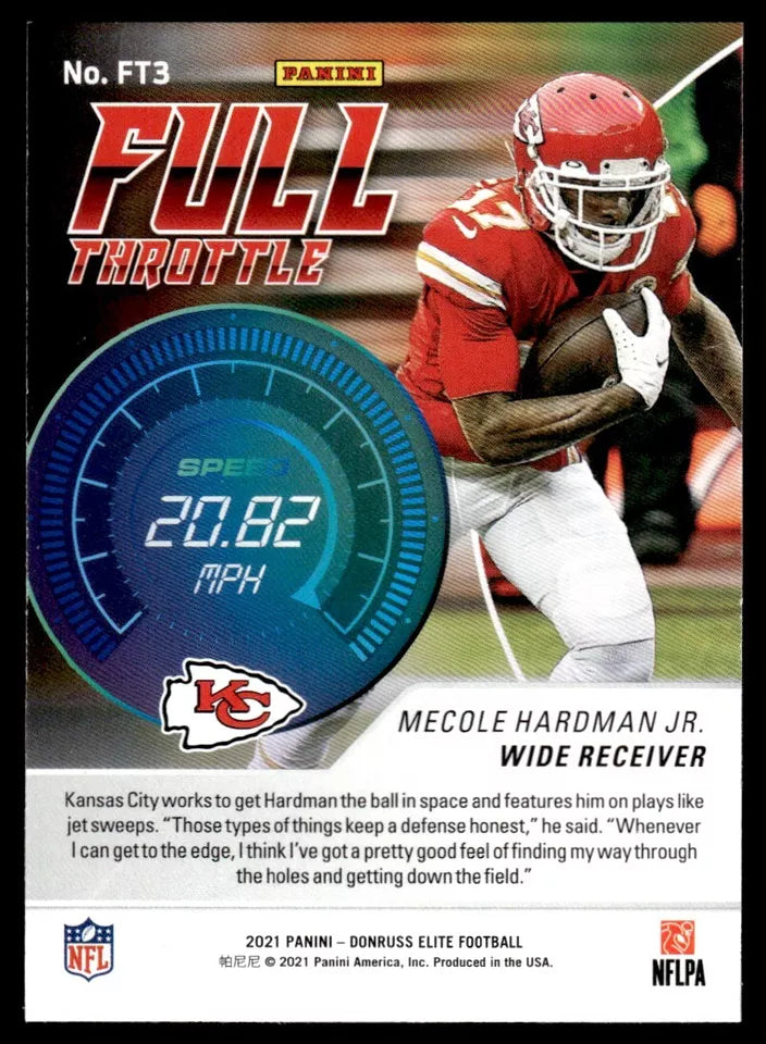 Mecole Hardman Jr. Kansas City Chiefs #FT3 2021 Donruss Elite Full Throttle