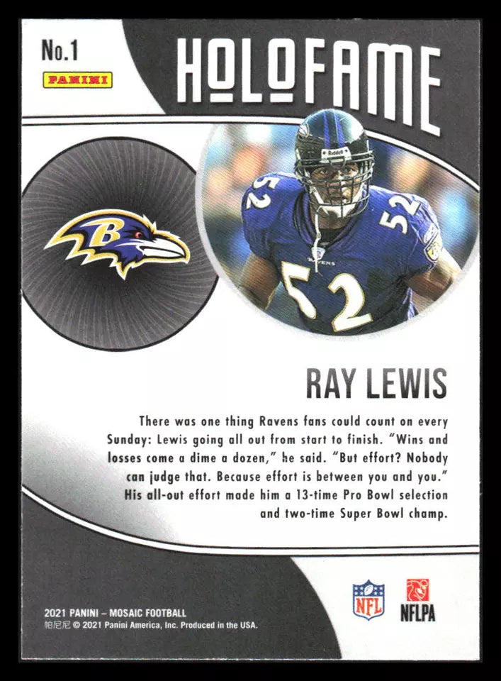 Ray Lewis #1 2021 Panini Mosaic HoloFame