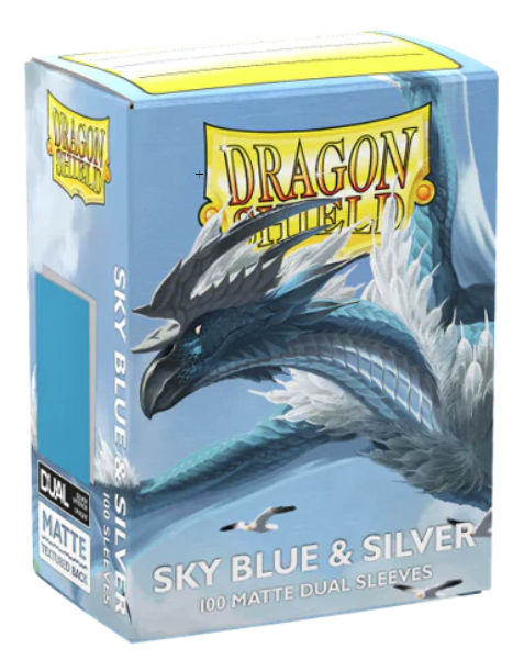 Dragon Shield Sleeves - Dual Matte Sky Blue and Silver 100ct